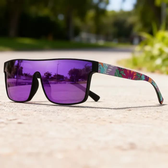 Lunettes de soleil de sport carrées classiques à la mode – Temples à motifs