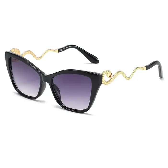 Lunettes de soleil œil de chat à motif serpent pour femmes