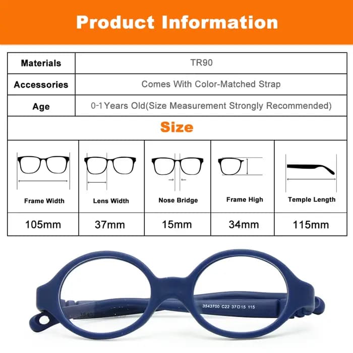 Lunettes pliables sans vis pour bébé avec sangle
