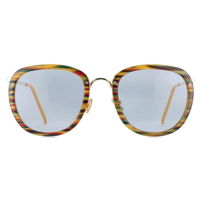 Lunettes de soleil rondes rétro à rayures pour hommes et femmes