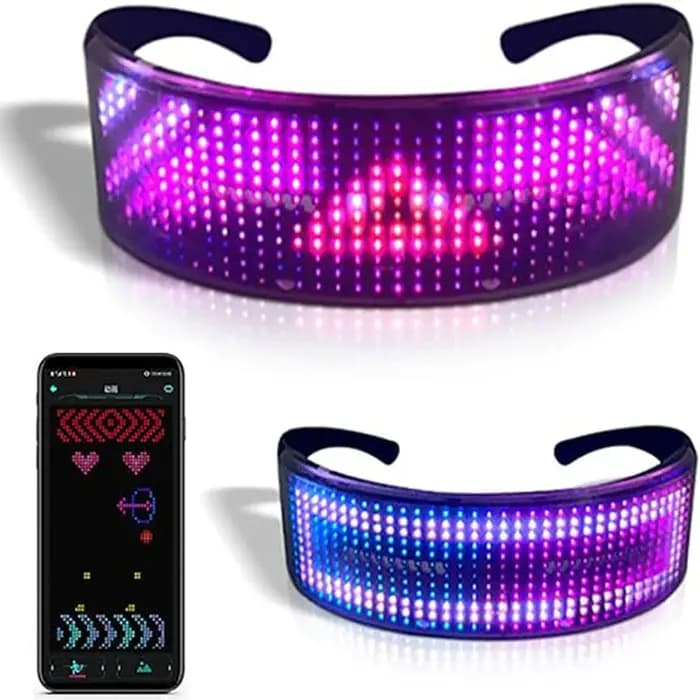 Lunettes LED Bluetooth contrôlées par application, lunettes lumineuses RGB pour cosplay, fête, festival de musique