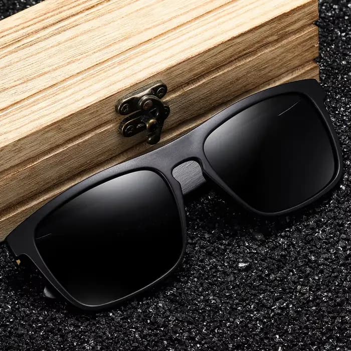 Nouvelles Arrivées GM – Lunettes de Soleil Polarisées Noires en Bois pour Hommes