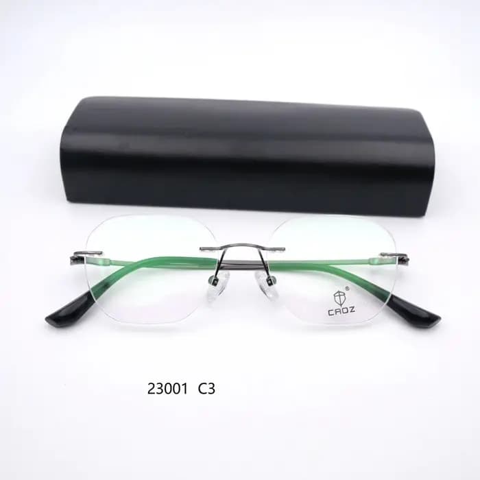 Montures de lunettes optiques sans monture en titane à mémoire de forme à bas prix pour hommes et femmes 23001