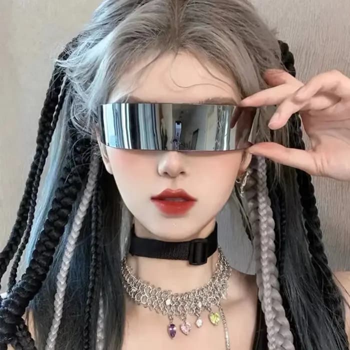 Futuriste étroit Cyclope visière lunettes de soleil Laser