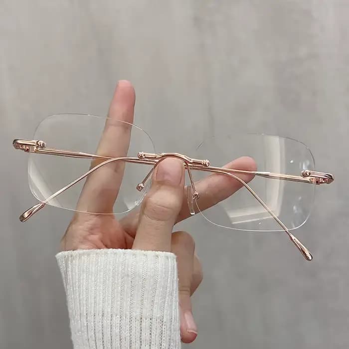 Lunettes de myopie sans monture pour femmes, lunettes élégantes à monture carrée, bloquant la lumièr