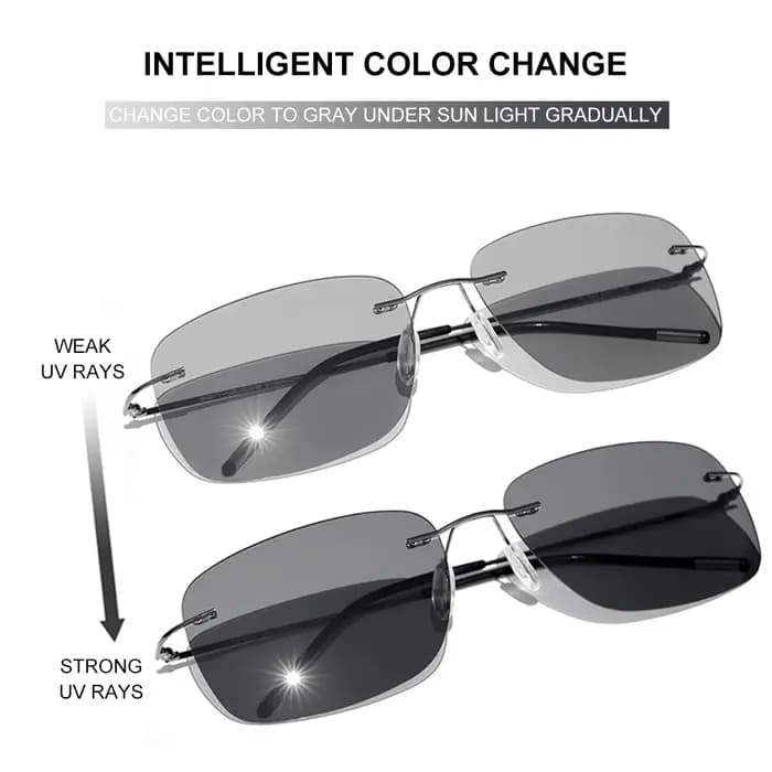 CAPONI – lunettes de soleil carrées pour hommes, verres photochromiques polarisés sans bords, Design