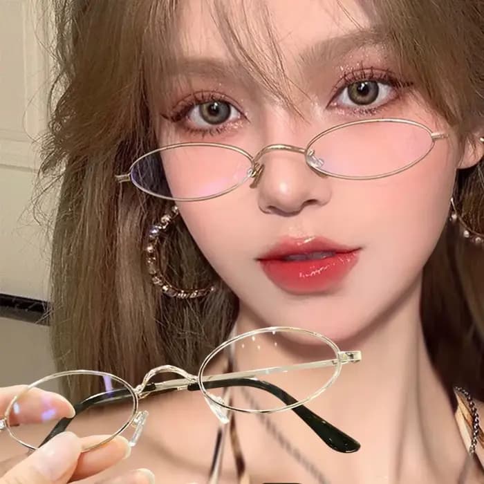 Y2K petites lunettes ovales en métal femmes filles Vintage
