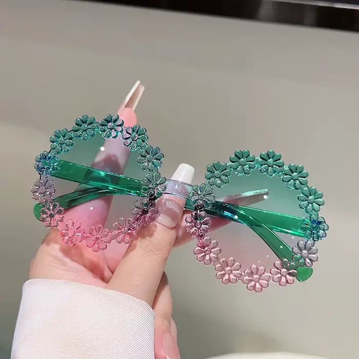 GM LUMIAS lunettes de soleil en forme de fleur pour les filles 2025 élégant multicolore décor nuances enfants Ins à la