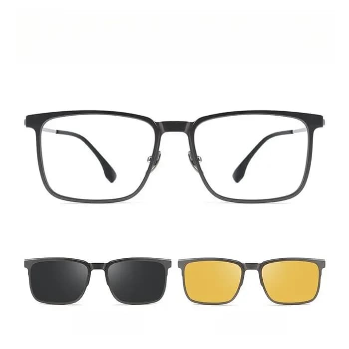 YIMARUILI mode polarisé pince magnétique sur lunettes TR90 pur titane rétro carré optique Prescription