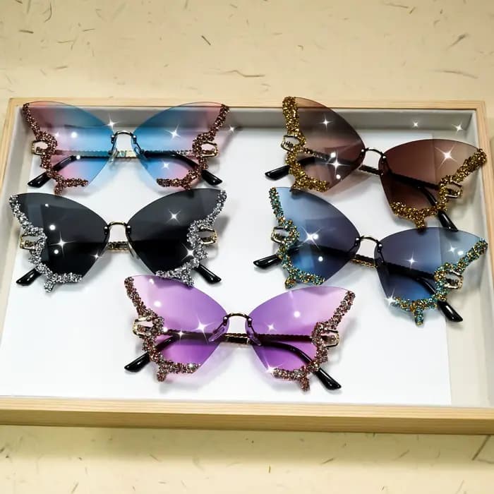 Lunettes de soleil papillon sans bords pour femmes et hommes