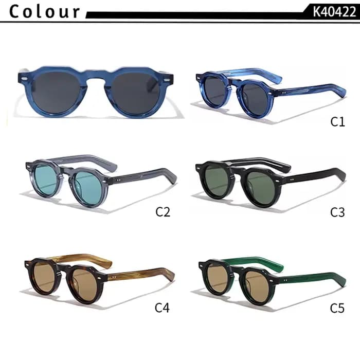 HBK Vintage Simple rond hommes lunettes de soleil petite monture haute qualité acétate cadre lunette