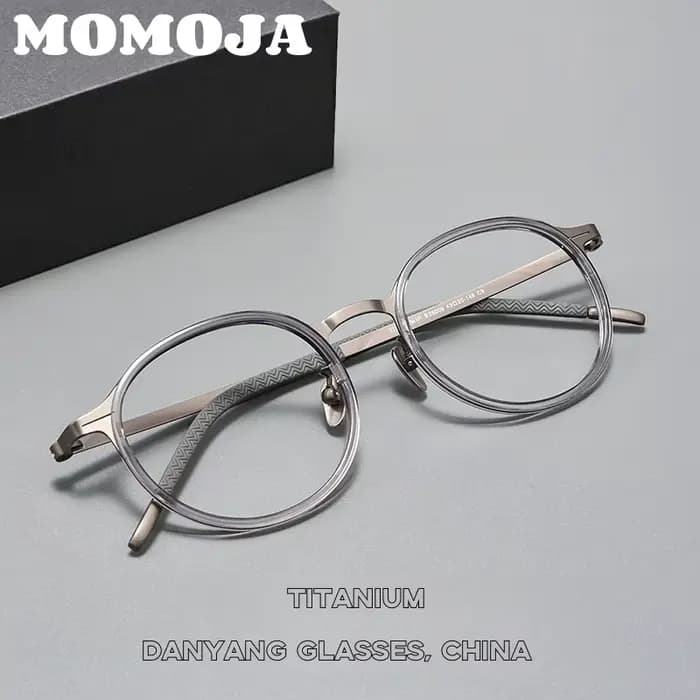 MOMOJA nouveau rétro TR90 + titane lunettes cadre hommes rétro rond monture de lunettes femmes conce