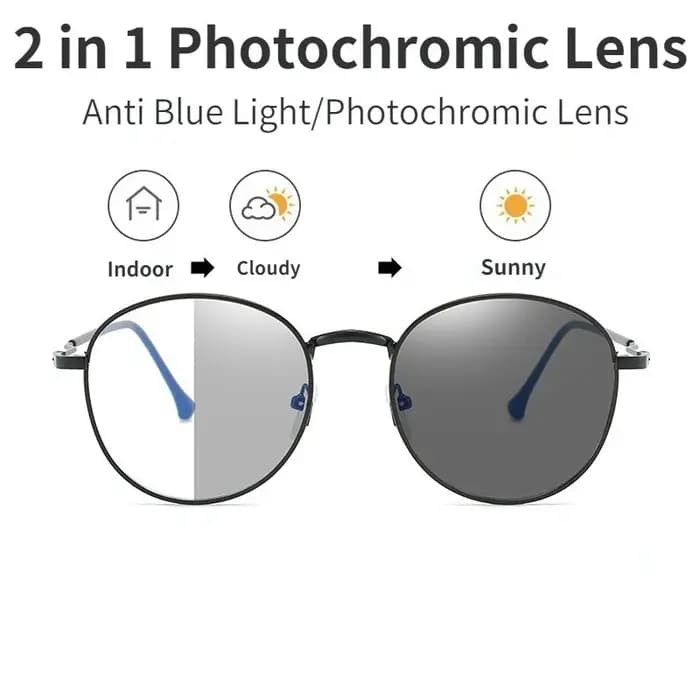 Lunettes photochromiques anti-lumière bleue, monture ronde tendance, protection UV, lunettes de soleil pour plage et extérieur, pour hommes et femmes