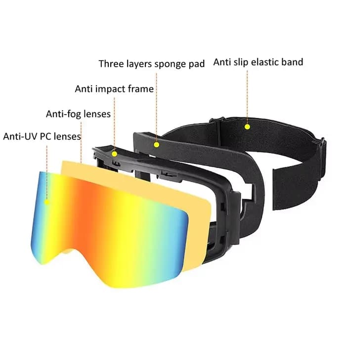 Lunettes de Ski 100% Protection UV400 Anti-buée lentille Interchangeable