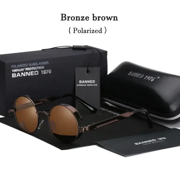 2022 HD Lunettes De soleil rondes polarisées en métal UV400