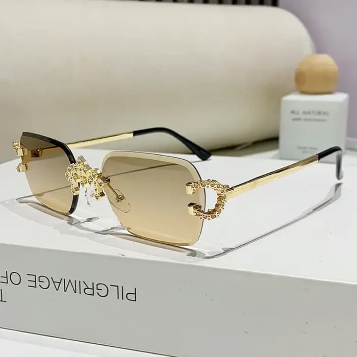 Lunettes de soleil carrées sans monture de luxe pour femmes et hommes