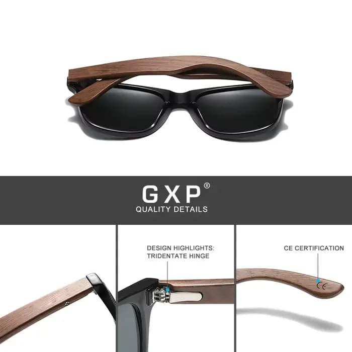 GXP rétro lunettes de soleil en bois hommes femmes polarisées Anti-UV400