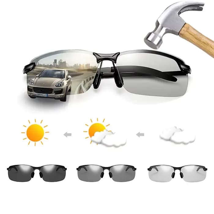 Lunettes de soleil polarisées classiques pour hommes, photochromiques, pour la conduite, changement
