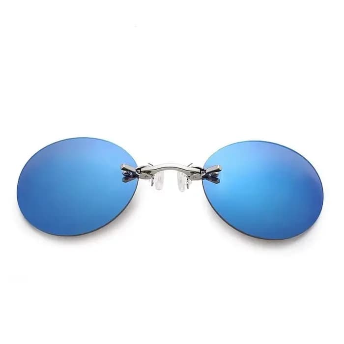Lunettes de soleil rondes à Clip pour le nez, sans bords, Matrix Morpheus, Mini lunettes Vintage san
