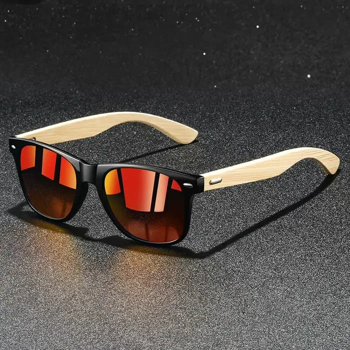 Lunettes de soleil carrées Vintage en bois de bambou pour hommes et femmes