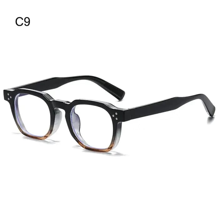 Lunettes de soleil rétro vintage à monture polygonale avec branches rayées et rivets
