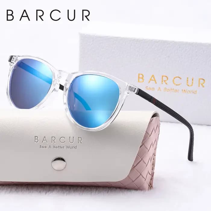BARCUR-Lunettes de soleil polarisées roses pour femmes, lunettes de soleil de voyage, cadre rond PC,