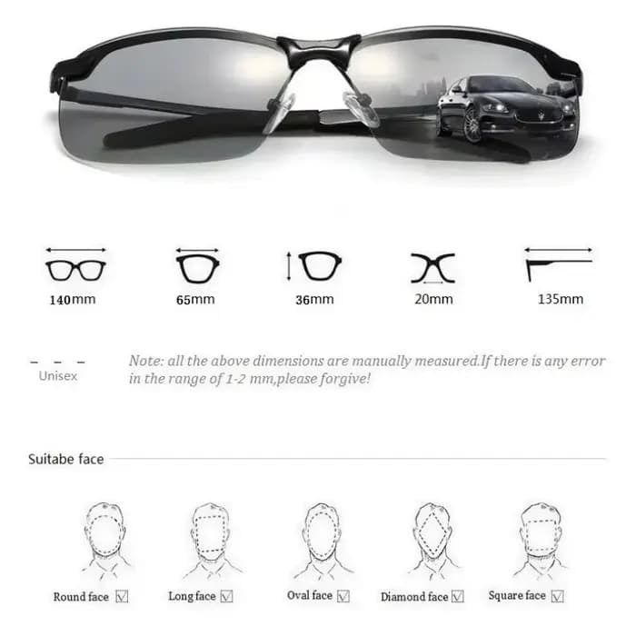Lunettes de soleil polarisées photochromiques pour homme
