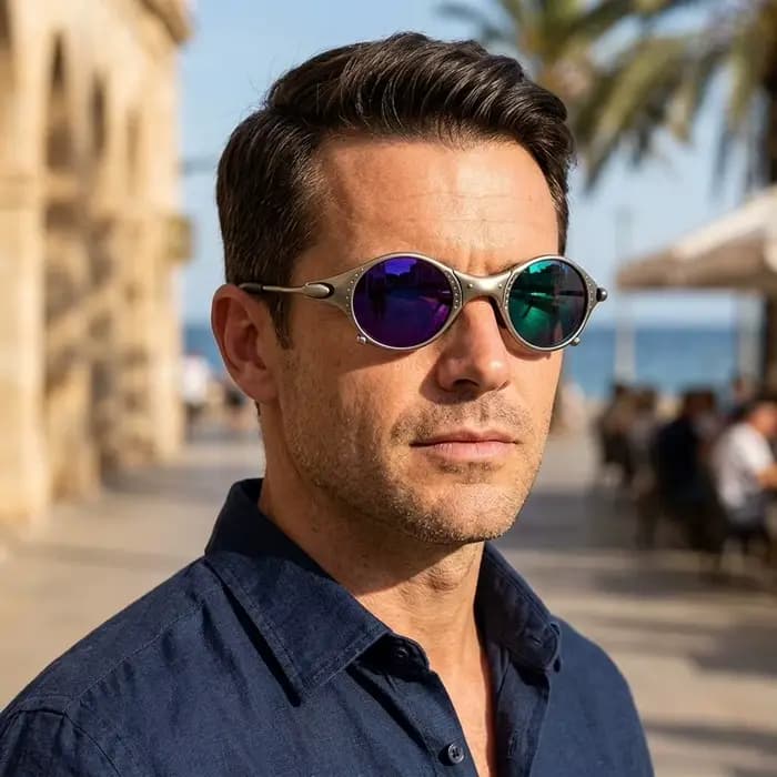 Lunettes de soleil polarisées Fight Club Mars Silver Punk Retro pour le cyclisme