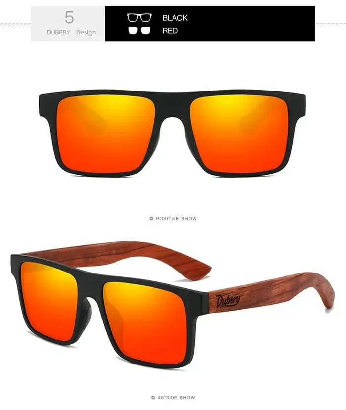 Lunettes de soleil carrées vintage en bois pour hommes et femmes