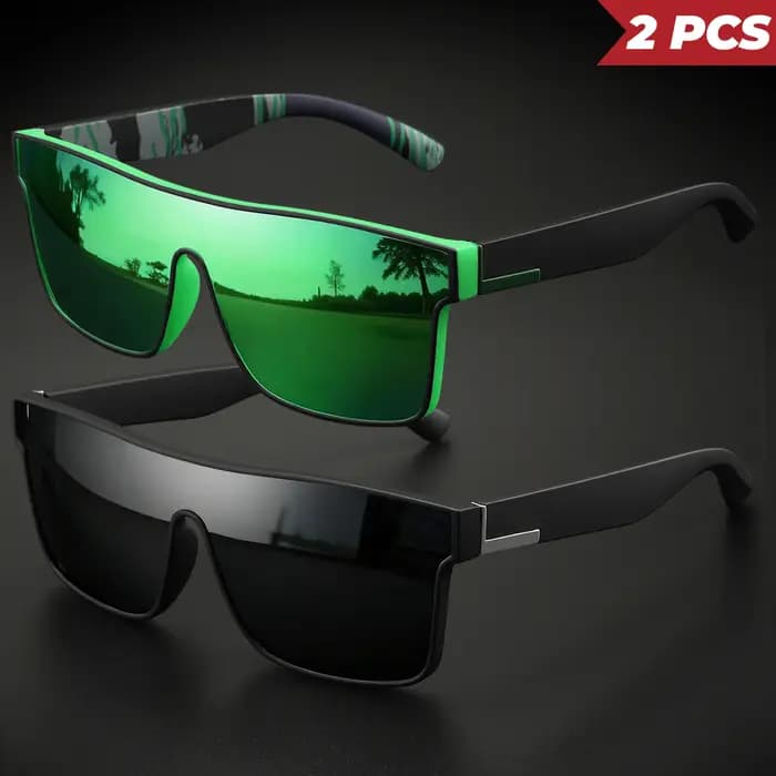 Lunettes de soleil de sport colorées classiques 2 pièces-lentille monobloc
