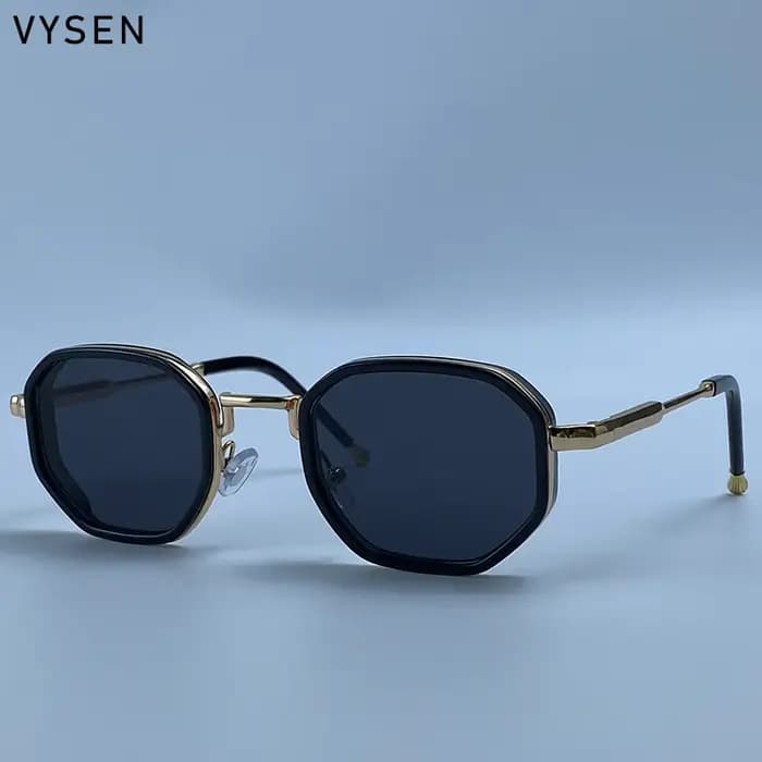 Vintage Steampunk Octogone Carré lunettes de Soleil Hommes De Luxe Marque Géométrique En Métal Cadre Polygone