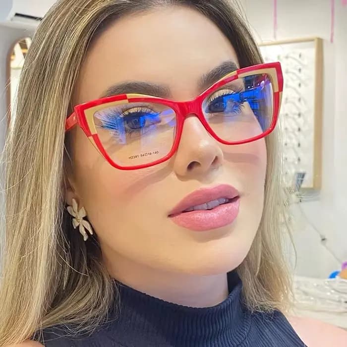 Lunettes de vue œil de chat pour femmes, verres plats, anti-lumière bleue, à la mode