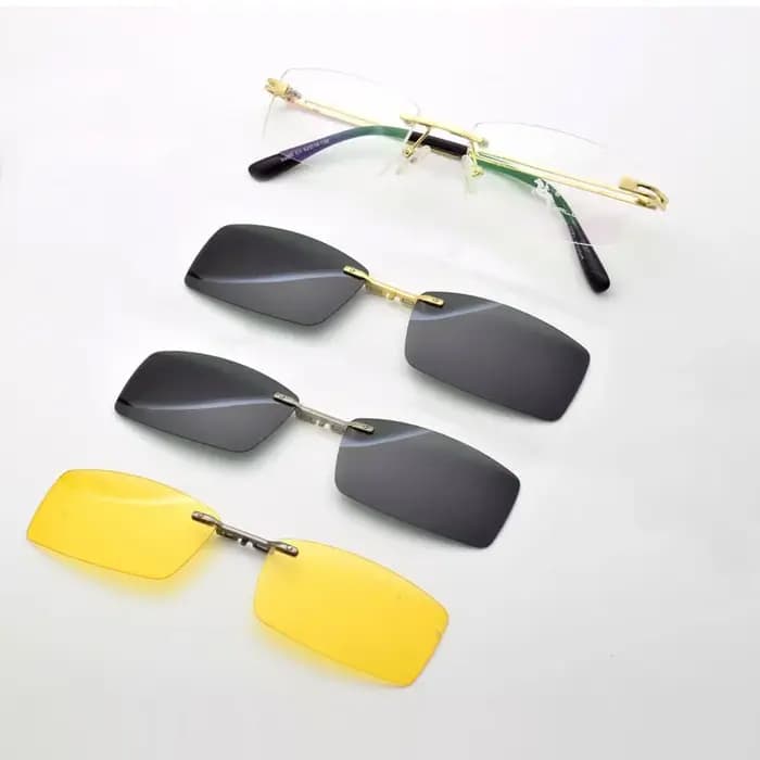 Sans cadre pour hommes avec pince magnétique Film myopie or lunettes lentille sans monture