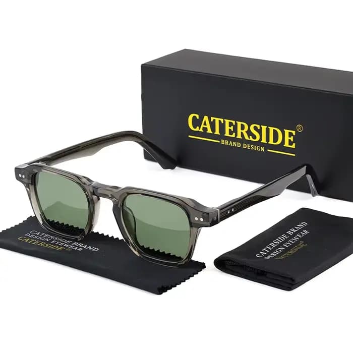 Lunettes de soleil polarisées rétro CATERSIDE pour hommes, monture carrée large en acétate, lunettes