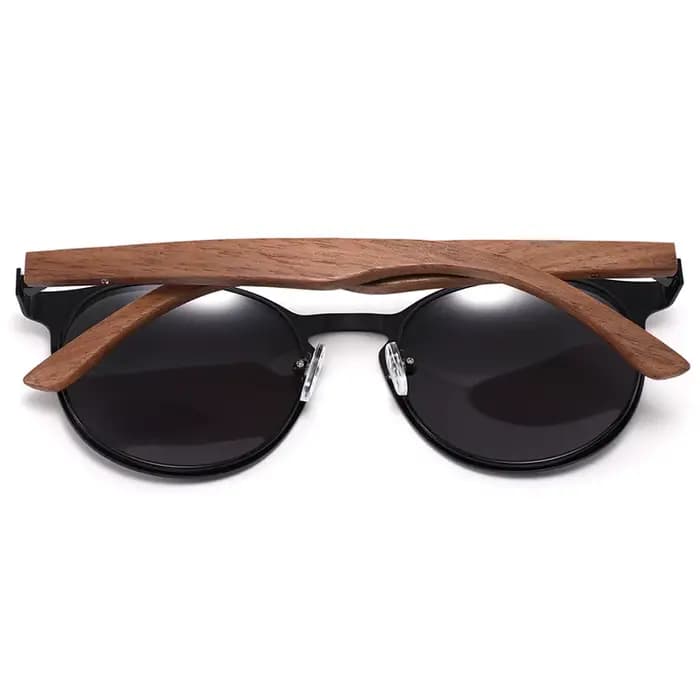 Deisgn élégant marque bambou bois lunettes de soleil polarisées rétro circulaire
