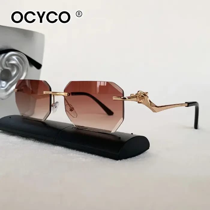 Lunettes de soleil rectangulaires sans bords pour hommes