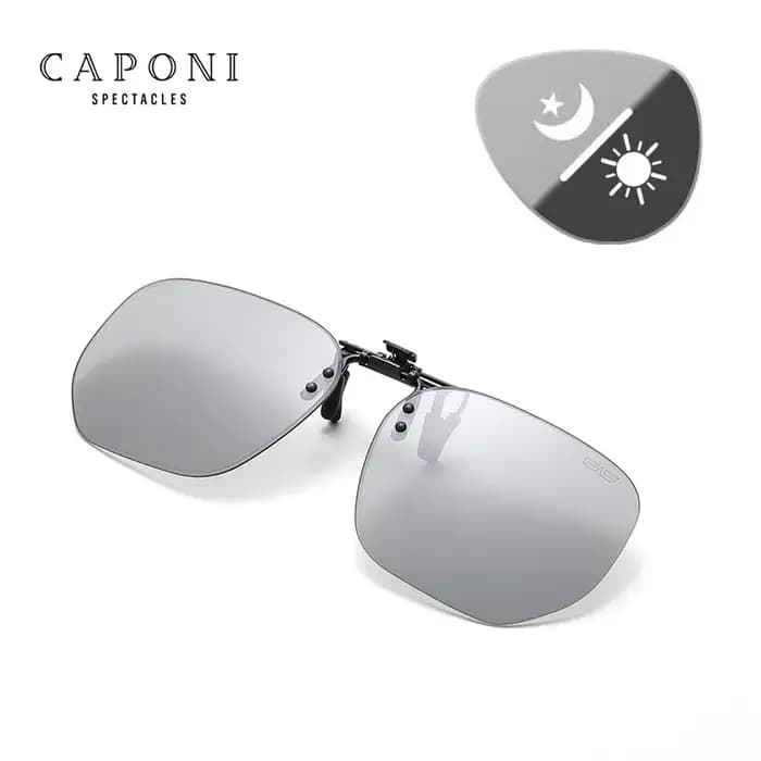 CAPONI nouvelles lunettes de soleil pince pour hommes carré polarisé photochromique