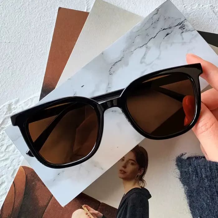 Lunettes de soleil rectangulaires vintage noires pour hommes et femmes, monture PC, verres carrés, p