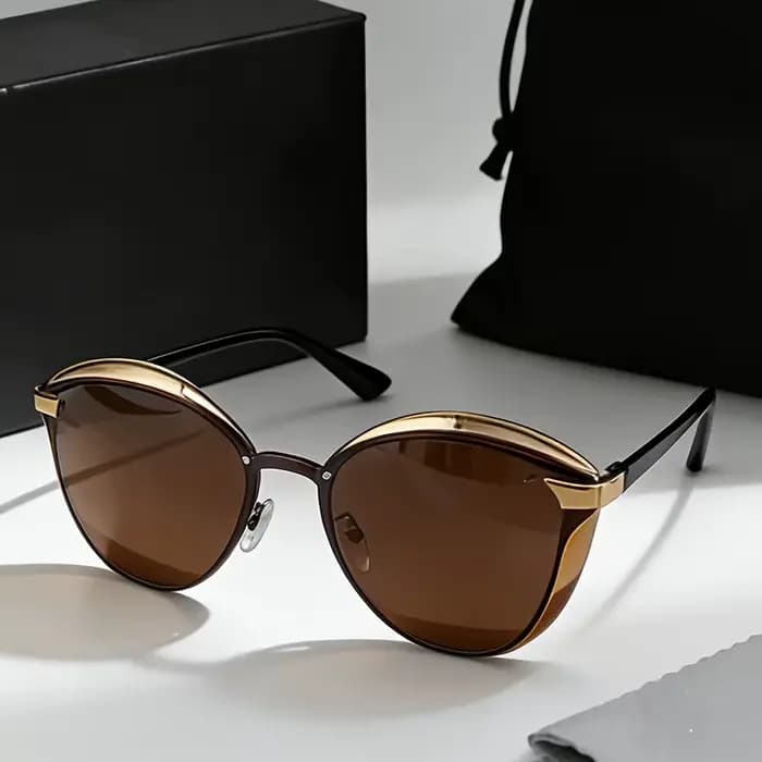 Lunettes de soleil papillon rétro classiques avec monture métallique unisexe