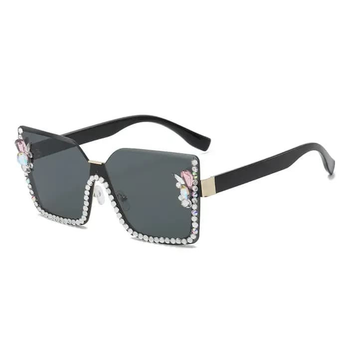 Grandes lunettes de soleil en diamant de forme carrée pour femmes