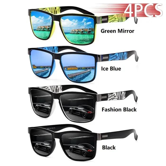 4 pièces mode Vintage modèle carré lunettes de soleil hommes femmes pêche conduite homme marque de luxe concepteur