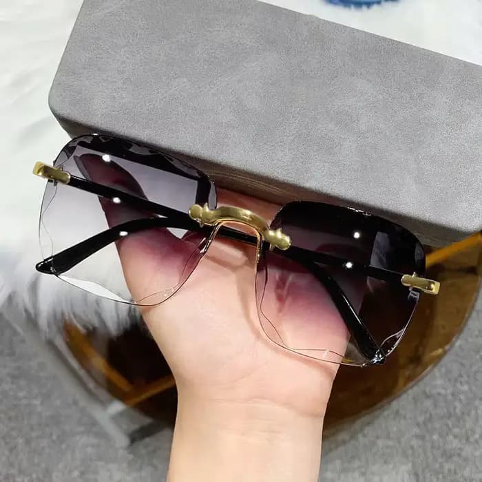 Lunettes de soleil carrées sans monture pour femmes et hommes