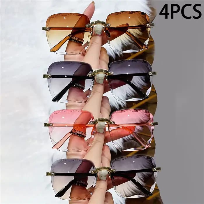 4 pièces lunettes de soleil carrées sans monture femmes marque de luxe concepteur été