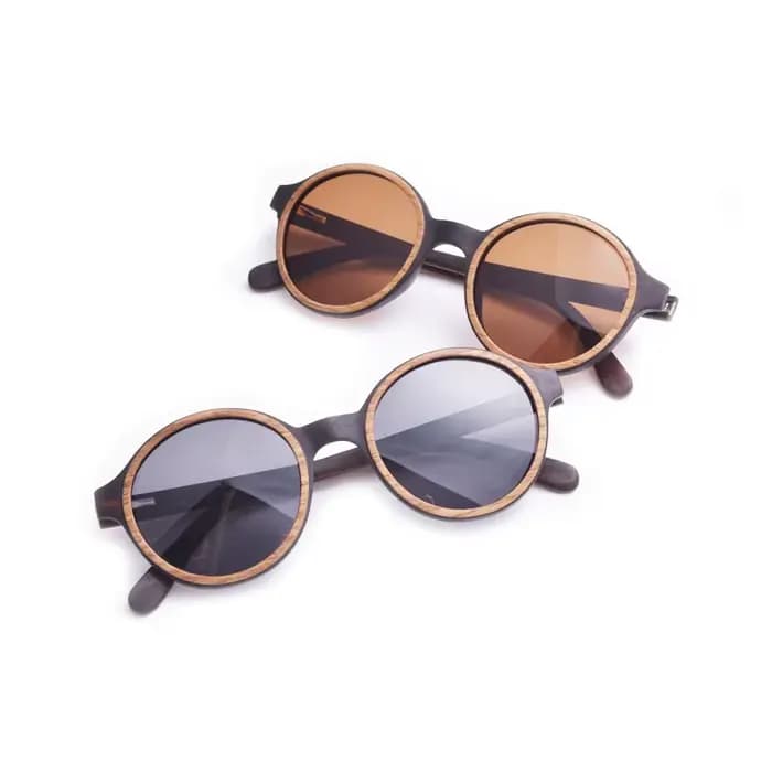 Lunettes de soleil rondes uniques en bois de deux tons pour hommes et femmes