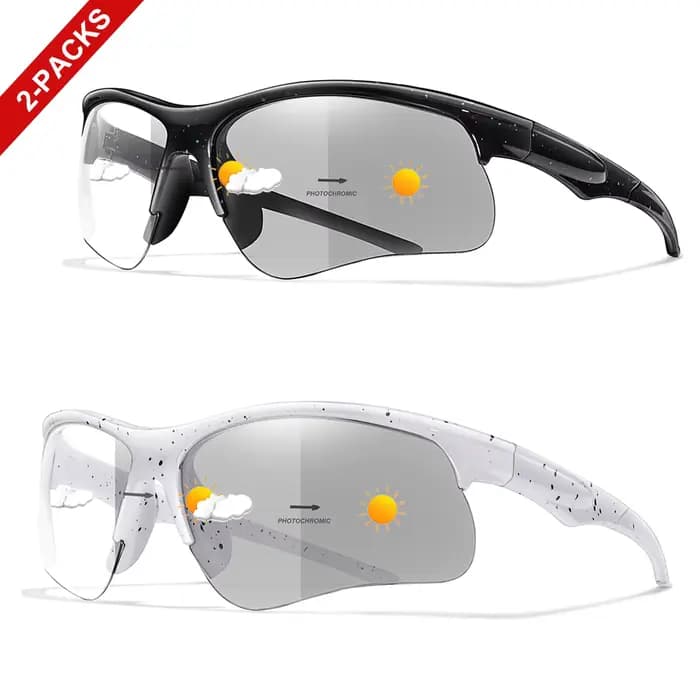 2 paires de lunettes de soleil photochromiques à la mode pour hommes et femmes