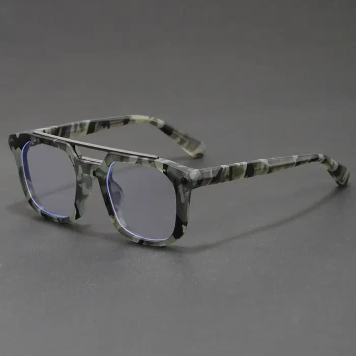 Lunettes de soleil carrées vintage camouflage double pont pour femmes et hommes