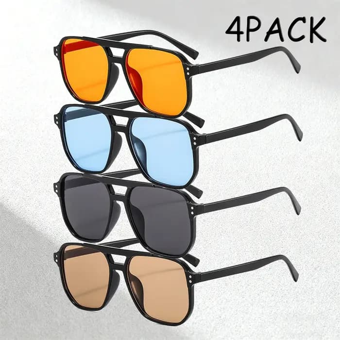 Lot de 4 lunettes de soleil orange tendance pour hommes