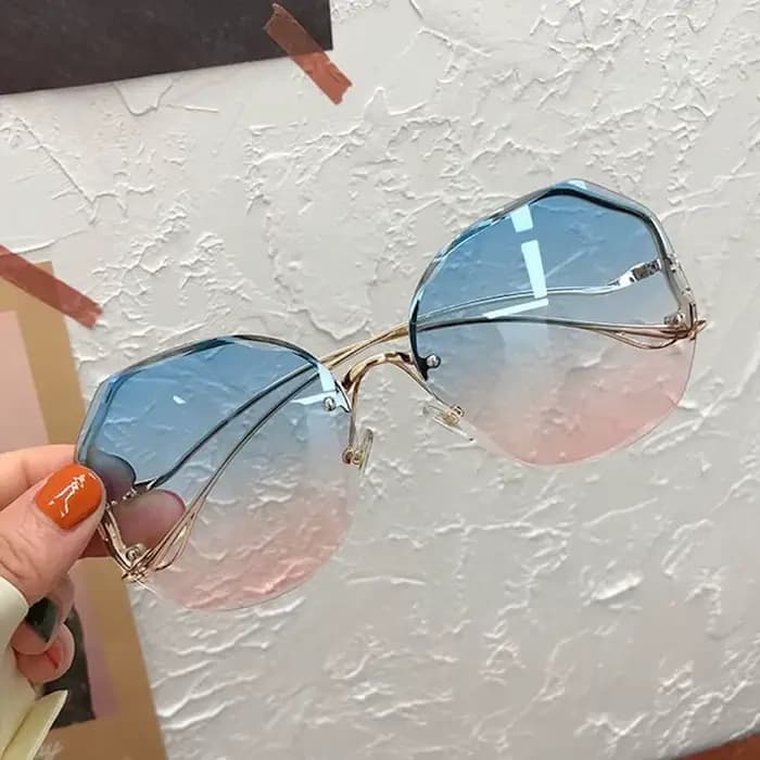 Lunettes De soleil rondes irrégulières pour femmes, marque De styliste dégradé, mode, sans bords, br