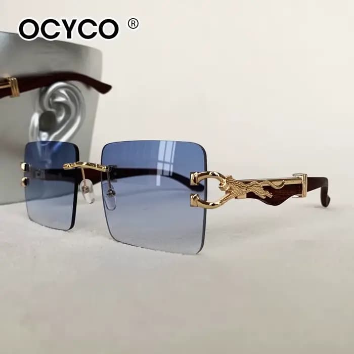 Lunettes de soleil carrées sans bords pour hommes et femmes