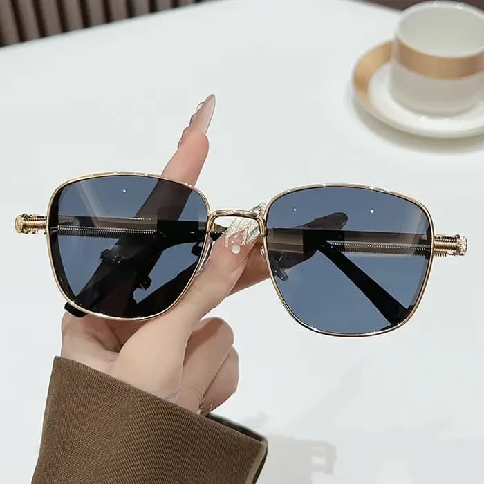 Nouvelles lunettes de soleil pour myopie en métal à monture carrée de Style Vintage